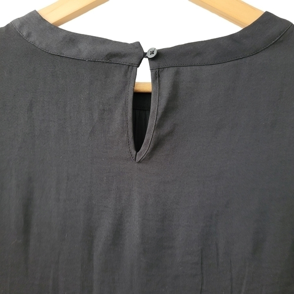 𝅺LOFT Long Sleeve Blouse Black Keyhole Faux Tie Oversized Loose Suit Blouse XS - Picture 5 of 7